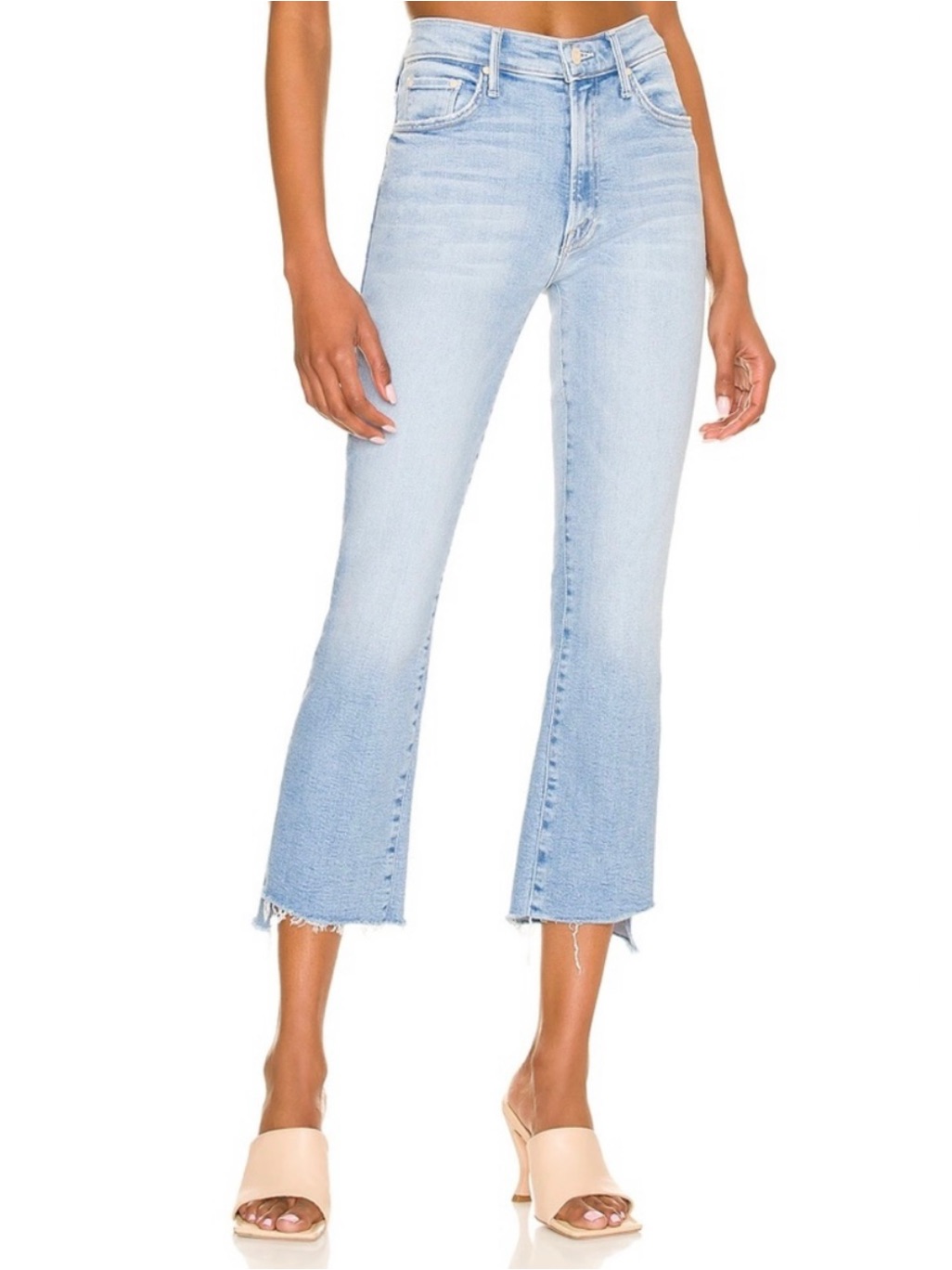 Mother The Insider Crop Step Fray Jeans In Limited Edition Light Wash Jeans 27